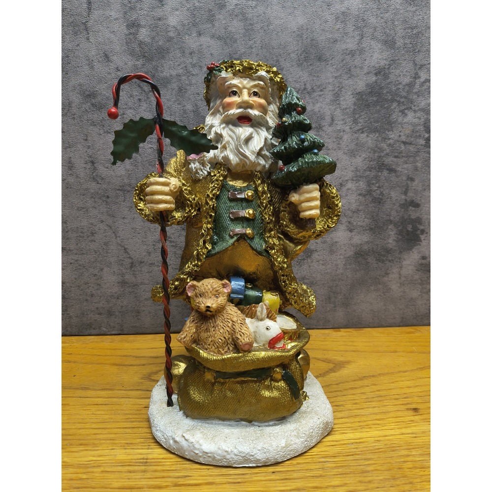 Santa's‎ Collection Heavy Santa Resin Golden Coat Three Hands Corp VTG 1995